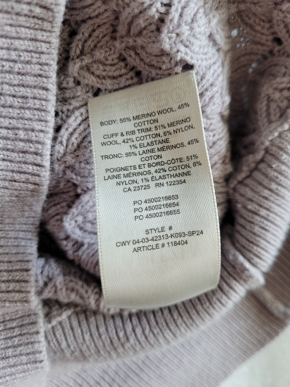 Wilfred Dear Merino Blend Faux wrap sweater Lavender Large Soft Girl - Picture 12 of 12